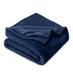 Bare Home Microplush Velvet Fleece Blanket - Throw/Travel - Ultra-Soft - Luxurious Fuzzy Fleece Fur - Cozy Lightweight - Easy Care - All Season Premium Bed Blanket (Throw/Travel, Dark Blue)