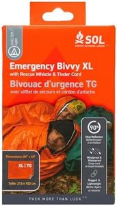 S.O.L. Survive Outdoors Longer SOL Emergency Bivvy XL w/Rescue Whistle - Reflects up to 90% Body Heat - Waterproof Emergency Blanket for Survival Gear - 84" x 60" - 5.8 oz - Orange