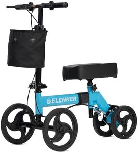 ELENKER Steerable Knee Walker Deluxe Medical Scooter for Foot Injuries Compact Crutches Alternative Sky Blue