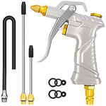 Air Blow Gun - Air Compressor Accessories Nozzle Duster Air Tools Cleaner, with 1 Blow Nozzle & 3 Air Flow Extension, Air Tools for Compressor Professional Duster Cleaning Tool (Silver)