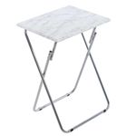 Small Folding Table versatile Portable Tv Table Tray Coffee Table, Dinner Tray Table with No Assembly Required & Sturdy, Foldable Snack Eating Trays Table for Living Room, (White Marble Effect)