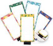 5 Pack Magnetic Notepads for Fridge with Pen Holder, Full Magnet Back Notepad, To Do List, Grocery Shopping, Summer Theme, 6" x 3", 50 Sheets, Magnet Memo Pad for Fridge, Locker, File Cabinet, etc