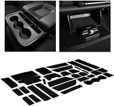 CupHolderHero fits Chevy Silverado 1500 Accessories & GMC Sierra 2014-2022 Premium Custom Interior Nonslip AntiDust CupHolder Insert,Console Liner Mats,33pc Set (CrewCab with BenchSeats)(Solid Black)