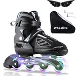 Wheelive Adjustable Inline Skates for Kids and Adults, Oversized Illuminating Skates Performance Skates with Full Light Up Wheels Ideal for Boys,Girls,Men,Women