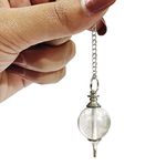 Crystu Natural Clear Quartz Dowser Pendulum Crystal Stone Ball Chain Dowser Pendulum Dowsing for Healing Gemstones (Color : Clear)