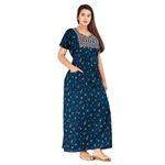 Deepali creation Cotton Embroidery Nighty for Womens/Girls Regular Nighty Rajasthani Nighty Gown Jaipuri Nighty Jaipuri Gown Maxi Gown (Free Size, Navy Blue)