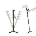 Moman Camera Monopods, Tripod Monopod MA65 Aluminum Alloy Monopod with Feet for DSLR Camera Camcorder, Extendable Monopod Height up to 65 inch, Payload up to 15.5lbs/7kg, Black Orange