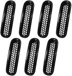 Anxingo Black Clip-in Front Grill Grille Mesh Inserts Replacement for Jeep JK Wrangler & Wrangler Unlimited 2007-2015 (7 Pack)