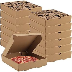 Pizza Boxes, 15 Pack 7.3 x 7.3 x 1.6" Kraft Corrugated Pizza Boxes Pizza Takeout Boxes Food Delivery Boxes Gift Packing Boxes Takeaway Mailing Shipping Storage Boxes for Pizza, Cake, Cookies, Food