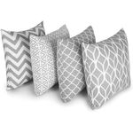 Penguin Home Set of 4 100% Slub Cotton Fabric Cushion Covers 45cm x 45cm Double Sided Square Pillow Covers with Invisible Zipper Pillow Cases for Living Room, Bedroom, Sofa (Grey)