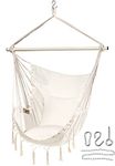 HBlife Hammock Chair Large Hanging Rope Swing Seat Chair with Pocket Max 350 Lbs Superior Comfortable for Indoor Outdoor Home Bedroom Garden, Seat Cushions Not Included (Beige)