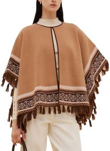 GOELIA Women's Boho Fringe Poncho Sweater 2026 Soft Shawl Wraps Loose Fitting Lightweight Open Front Cardigan Shawl Wrap Poncho Travel Cardigan Sweaters
