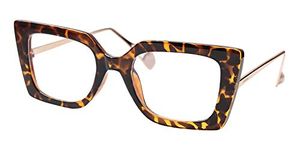 SOOLALA Anti-Blue Block Light Pearl Inlay Arm Cat Eye Reading Glasses, Anti Blue - Leopard Frame, Large