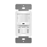 TOPGREENER TSOS5-White In Wall PIR Motion Sensor Light Switch, Occupancy Sensor Switch, On/Off Override, Single-Pole, Fluorescent 500VA/Motor 1/8Hp/Incandescent 500W, Neutral Wire REQUIRED, White, UL Listed