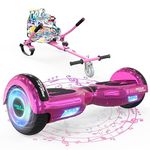 MEGA MOTION Hoverboard Go Kart, Hoverboards with Hoverkart for kids, 6.5 Inch Two-Wheel Self Balancing Hoverboard with Bluetooth Speaker, with LED Lights, Gift for Children and Teenager