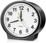 AMIR Analog Alarm Clock Battery Operated, Silent Non Ticking Small Travel Clock, Lighted on Demand & Snooze, Increasing Volume, Loud Clock for Heavy Sleepers, Kids, Elder Bedroom