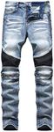 Liuhond Skinny Slim Fashion Men's Ripped Straight Holes Hip Hop Biker Stretchy Jeans, 005blue, 28