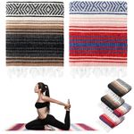 Preboun 4 Pcs Large Mexican Yoga Blanket Pack 45 x 70 Inch Thick Woven Camping Blanket Picnic Blanket Beach Car Travel Throw Blanket Outdoor Patio Mat Towel(Coffee, Coral)