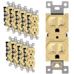 ENERLITES Elite Series Duplex Receptacle, Residential Grade Wall Outlet, Duplex Electrical Outlet, Self-Grounding, 3-Wire, 2-Pole, 15A 125V, UL Listed, 61580-GD-10PCS, Gold, 10 Pack
