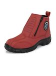 Eego Italy Rider-4, Water Resistant Biker boot/Motorcycle riding boot, real leather upper & anti slip sole with steel toe protection, padded in socks, 3M Reflectors,lace free and walkable with shin and ankle protection_RIDER-4-RED-11