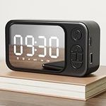 NiHome Alarm Clock Compatible with Android & iOS, Audio Timepiece with Dual Alarm, SD & USB Support, Quiet Operation, Energy-Efficient, 1200mAh Battery, 7hr Music Playback (Black)