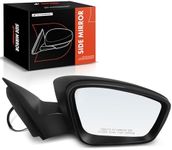 A-Premium Passenger Side Manual Door Mirror - Compatible with Volkswagen Jetta 2011 2012 2013 2014 2015 - Non-Heated Manual Folding Black Textured Outside Rear View Mirror - Replace# 5C7857508AF9B9