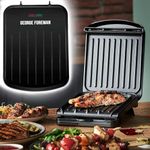 Buystarget Small Electric Fit Grill George Foreman Non Stick Healthy Cooking Griddle Toastie Hot Plate BBQ Panini Energy Saving Vertical Storage Drip Tray Easy Clean Cook Compact Indoor Outdoor