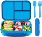 Amathley Lunch Box Kids,Bento Box Adult Lunch Box,Leakproof Lunch Containers for Adults/Kids/Toddler,1200ML-4 Compartments bento Lunch Box with Utensil,Microwave & Dishwasher Safe (Blue)