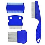 4 Pcs Pet Comb for Cat Dog Flea Lice Tear Stain Remover Combs Fine Tooth Grooming Removal Tool Blue