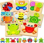 Bekayshad Wooden Puzzles Toddler Toys Gifts for 1 2 3 Year Old Boys Girls, 8 Pack Animal Jigsaw Puzzles Montessori Toys, Learning Educational Christmas Birthday Gifts for Girls Boys Ages 1-3