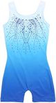 Arshiner Leotards for Girls Gymnastics with Shorts Color Gradient Shiny Diamond Kids Biketard