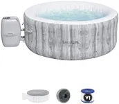 Bestway SaluSpa Fiji AirJet Large Round 2 to 4 Person Inflatable Hot Tub Portable Outdoor Spa with 120 AirJets and EnergySense Cover, Grey