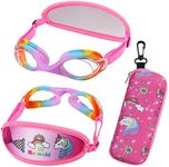 HYDROCOMFY Kids Goggles age 3-8, Toddler Goggles fabric strap, Rainbow Mermaid Unicorn Swimming Goggles for Childrens/Youth