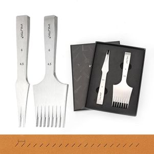 WUTA Sharp French Style Pricking Iron Leather Chisel All-Polished Punching Tool Kits,Obverse 4.5mm 2+8Teeth
