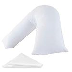 MH Traders Extra Filled v pillow with pillowcase. Orthopedic support pillow for neck, back & shoulder. Maternity & pregnancy pillow. V pillow with microfiber filling & machine washable