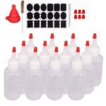 Belinlen 12 Pack 4-Ounce Plastic Squeeze Bottles with Red Tip Caps and Measurement - Good for Crafts, Art, Glue, Multi Purpose Set of 12 with Extra 18 Chalk Labels 6 Red Cap and 1 Pen