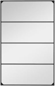 HOMCOM Miroir Mural verrière rectangulaire Style Industriel, Horizontal ou Vertical avec 4 Crochets, en métal Noir - 109 x 69 cm