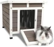 PetsCosset Rabbit Hutch Indoor Large 2 Story Outdoor Wooden Bunny Hutch with Run, Deeper Trays, Rabbit Cage Guinea Pig Pet House for Small-Medium Animals
