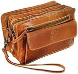 Rustic Town Mens Genuine Leather Wrist Bag Hand Clutch Travel Money Mobile Cab Organiser Mens Handbag