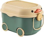 MYCENSE Cartoon Duck Shape Storage Box with Wheels Multipurpose Container Portable for Playroom Nursery, Green Middle