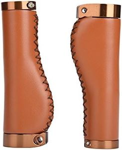 VGEBY1 1 Pair Lockable Bike Handlebar Grips, PU Leather Retro Bicycle Handle Grips Replacement (Brown)