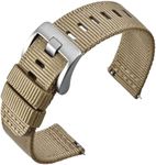 ANNEFIT Nylon Watch Strap for Men 18mm, Quick Release Military Watch Band with Heavy Duty Stainless Steel Buckle (Khaki)