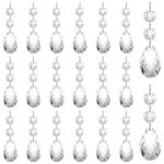 BELLE VOUS 20 Pack Clear Crystal Teardrop Chandelier Pendants - 8.6cm/3.38 inches - Hanging Decoration Beads for Chandeliers, Prisms, DIY Suncatcher Parts, Wedding/Christmas Party & Garlands