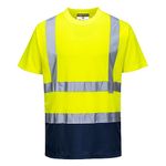 Portwest S378 Men's Hi Vis T Shirt Two-Tone Reflective Safety Workwear T-Shirt Yellow/Navy, Large