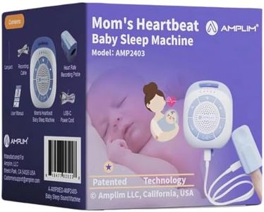 Amplim Mom's Heartbeat Baby Sleep Soother Sound Machine – Portable Rechargeable with 19 Soothing Sounds, Heartbeat Playback, Crib & Stroller Strap – Ideal for Newborns, Infants & Baby Shower Registry