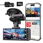 REDTIGER F7NT 4K Dash Cam for Car | STARVIS 2 Sensor | Dual Channel | 3.18" Touch Screen | Built-in 5GHz WiFi, GPS, Voice Control | Night View, WDR, Parking Mode | Loop Recording | 64GB Card Included