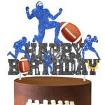 Football Birthday Cake Topper Football Theme Birthday Party Decoration Rugby Ball Player Cake Pick football Cake Topper for Sport Theme Baby Shower Supplies