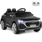 GYMAX Kids Ride on Car, 12V Battery Powered Licensed Audi Car with Remote Control, Music, Headlight and Soft Start, Children Electric Vehicle for 3+ Years Old Boys Girls (Black)