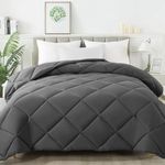 Cloth Fusion Microfiber Comforter Double Bed King Size Solid Quilt for Winters (200 GSM, 90X100 inches, Grey)