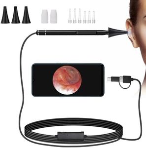 Jiusion 3.9mm Ultra-Thin Portable USB Digital Otoscope Camera with Carrying Case, HD 720P 6 LED Visual Ear Scope with 3 Hats 2 Silicone Caps 8 Earwax Spoons for Android Windows Mac NOT for iPhone iPad